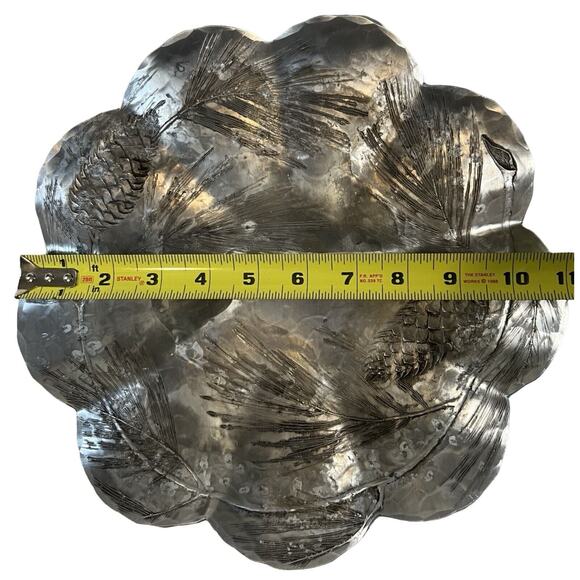 Vintage Wendell August Forge Handmade Hammered Aluminum Bowl 11" Rare Pinecone - Picture 3 of 8